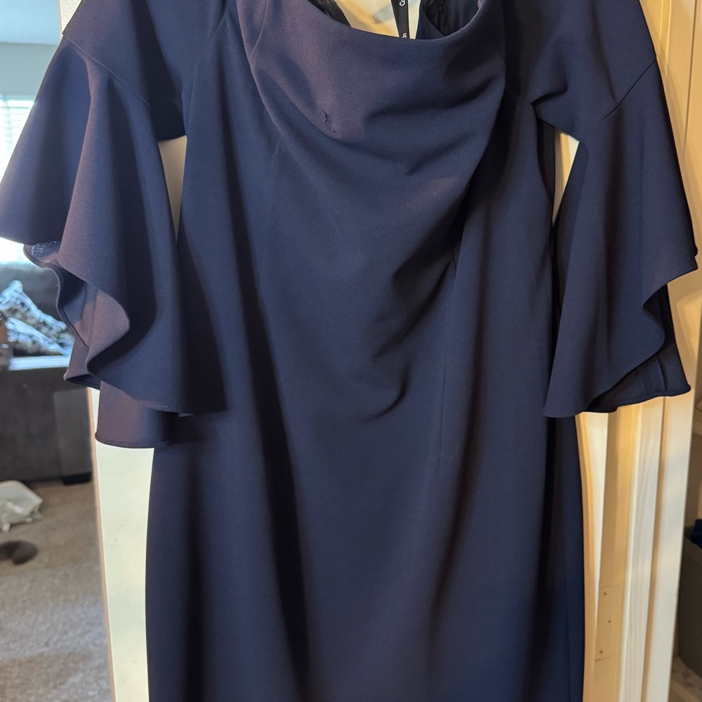 Calvin Klein Navy Blue Dress with Bell Sleeves